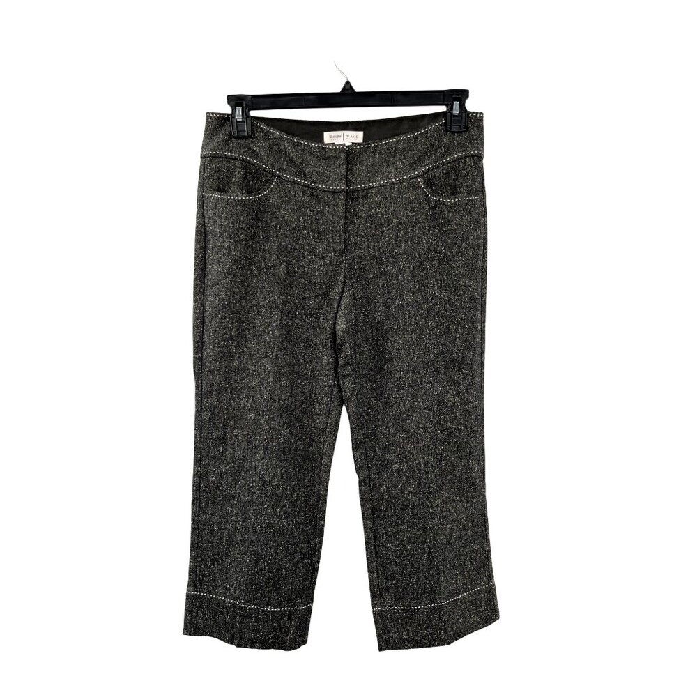 White House Black Market Womens 8 Used Black Gray Tweed Capri Pants
